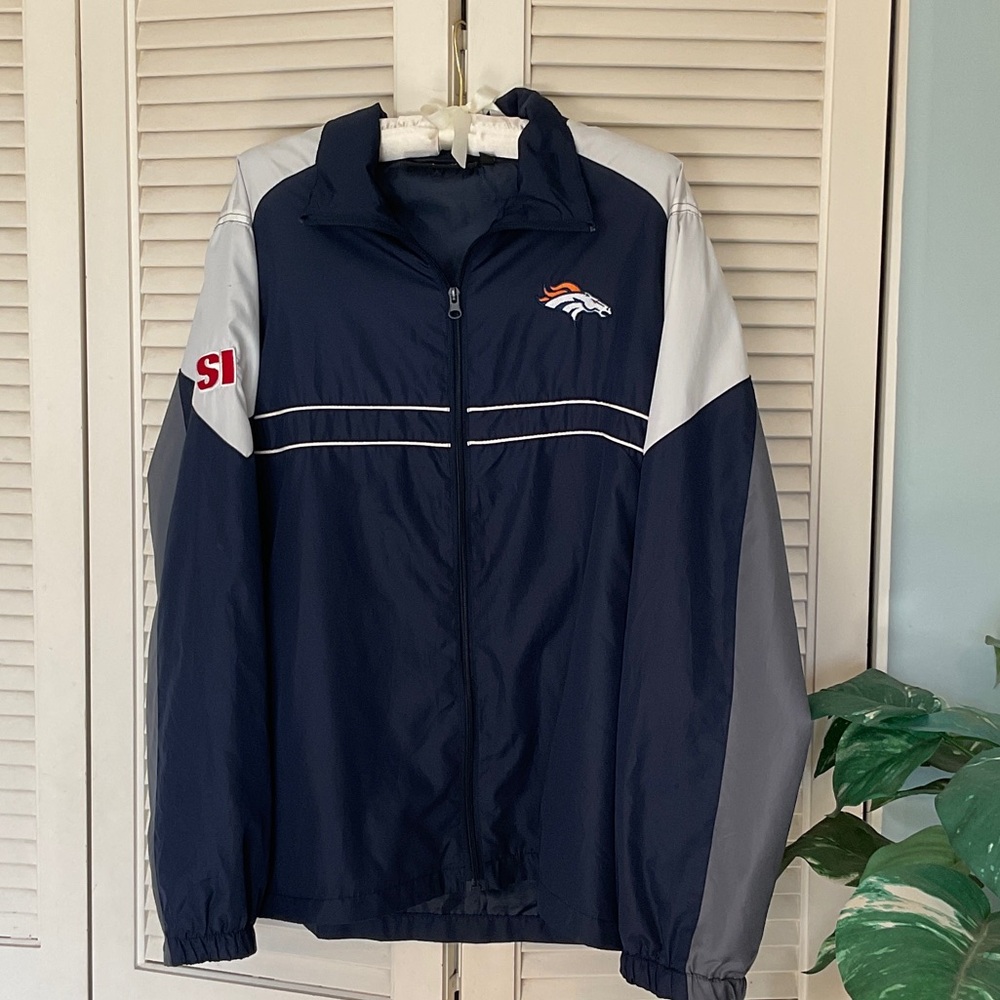 Dunbrooke Men’s Sports Illustrated (SI) Navy and Gray Denver Broncos Windbreaker